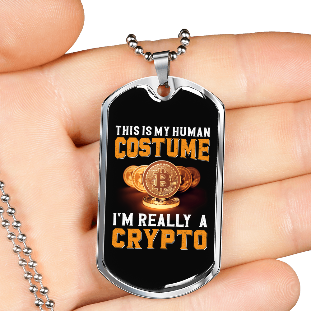 I'm Really a Crypto Crypto Necklace Stainless Steel or 18k Gold Dog Tag 24" Chain-Express Your Love Gifts