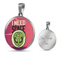 I Need Space Circle Pendant UFO Alien Fan Necklace Stainless Steel or 18k Gold 18-22"-Express Your Love Gifts