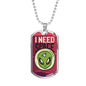 I Need Space Necklace UFO Alien Fan Gift Stainless Steel or 18k Gold Dog Tag 24" Chain-Express Your Love Gifts