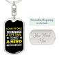 I Raised A Hero Keychain Stainless Steel or 18k Gold Dog Tag Keyring-Express Your Love Gifts