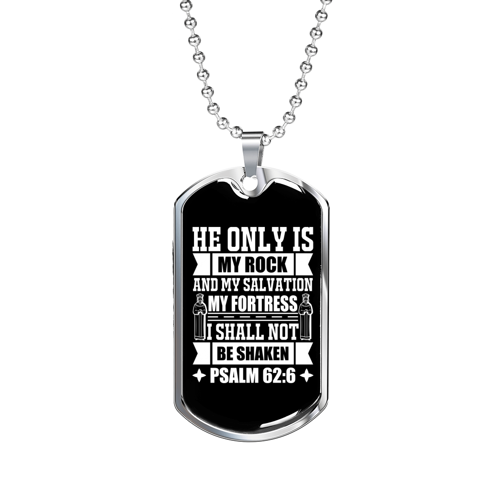 I Shall Not Be Shaken Psalm 62:6 Necklace Stainless Steel or 18k Gold Dog Tag 24" Chain-Express Your Love Gifts