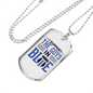 I Support The Guys In Blue Necklace Stainless Steel or 18k Gold Dog Tag 24"-Express Your Love Gifts