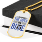 I Support The Guys In Blue Necklace Stainless Steel or 18k Gold Dog Tag 24"-Express Your Love Gifts