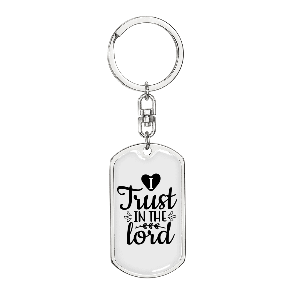 I Trust The Lord Keychain Stainless Steel or 18k Gold Dog Tag Keyring-Express Your Love Gifts