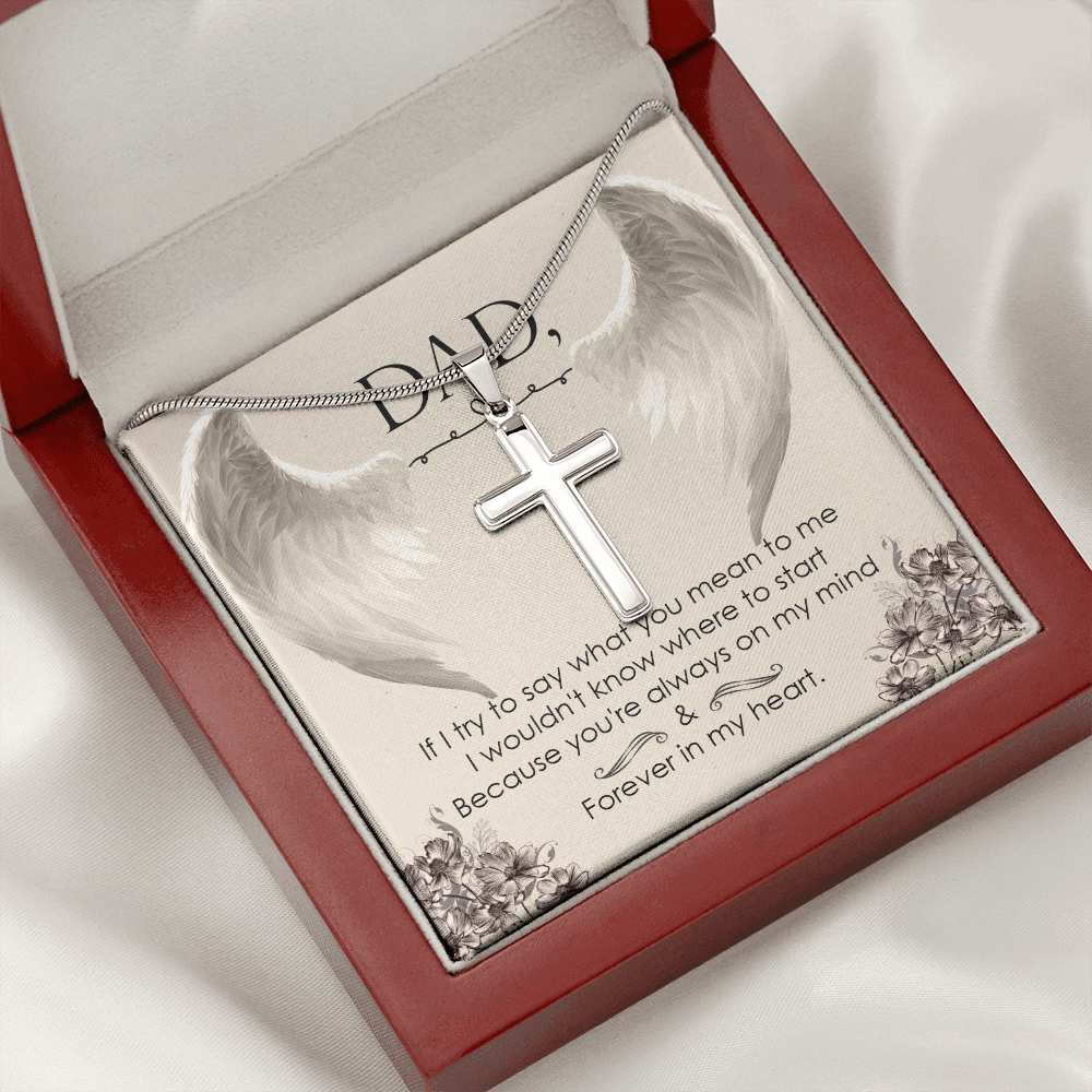 I Try to Say Dad Memorial Gift Dad Memorial Cross Necklace Sympathy Gift Loss of Father Condolence Message Card-Express Your Love Gifts