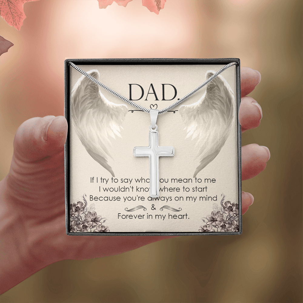 I Try to Say Dad Memorial Gift Dad Memorial Cross Necklace Sympathy Gift Loss of Father Condolence Message Card-Express Your Love Gifts