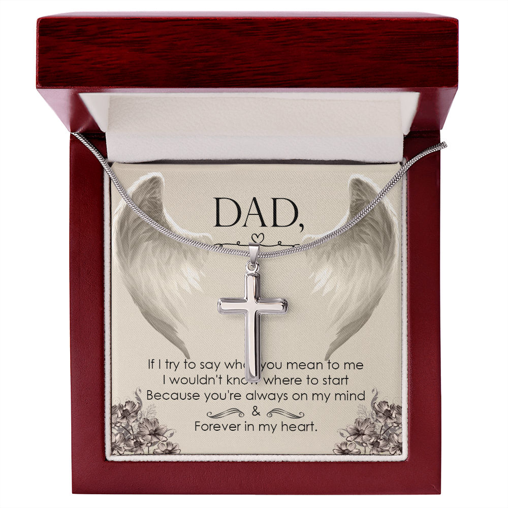 I Try to Say Dad Memorial Gift Dad Memorial Cross Necklace Sympathy Gift Loss of Father Condolence Message Card-Express Your Love Gifts