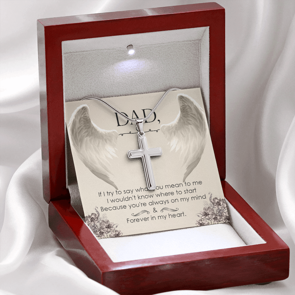 I Try to Say Dad Memorial Gift Dad Memorial Cross Necklace Sympathy Gift Loss of Father Condolence Message Card-Express Your Love Gifts