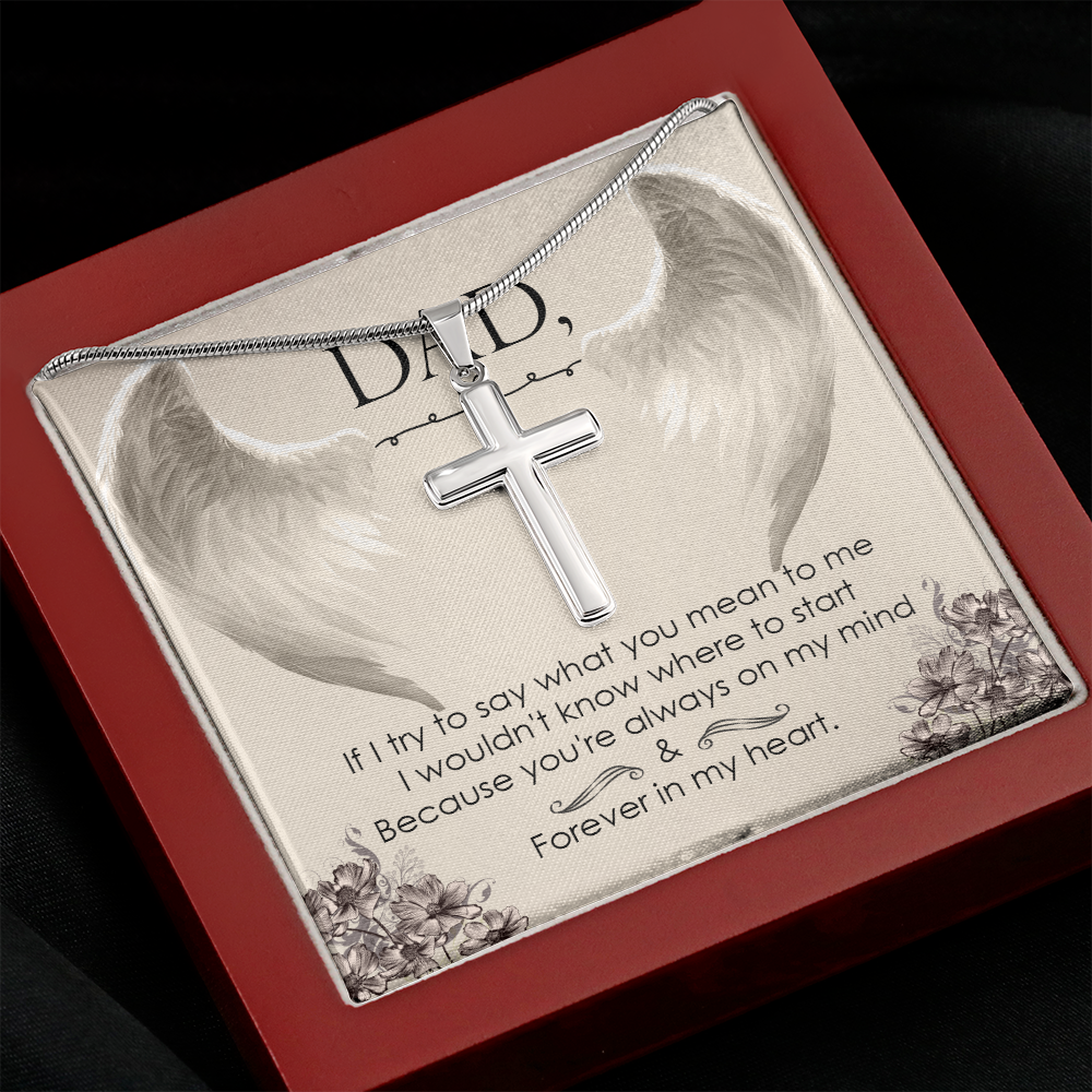 I Try to Say Dad Memorial Gift Dad Memorial Cross Necklace Sympathy Gift Loss of Father Condolence Message Card-Express Your Love Gifts