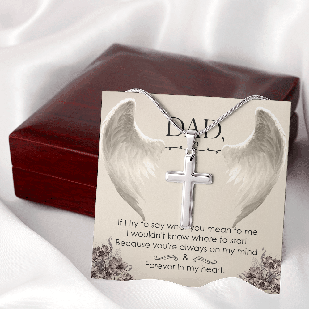 I Try to Say Dad Memorial Gift Dad Memorial Cross Necklace Sympathy Gift Loss of Father Condolence Message Card-Express Your Love Gifts