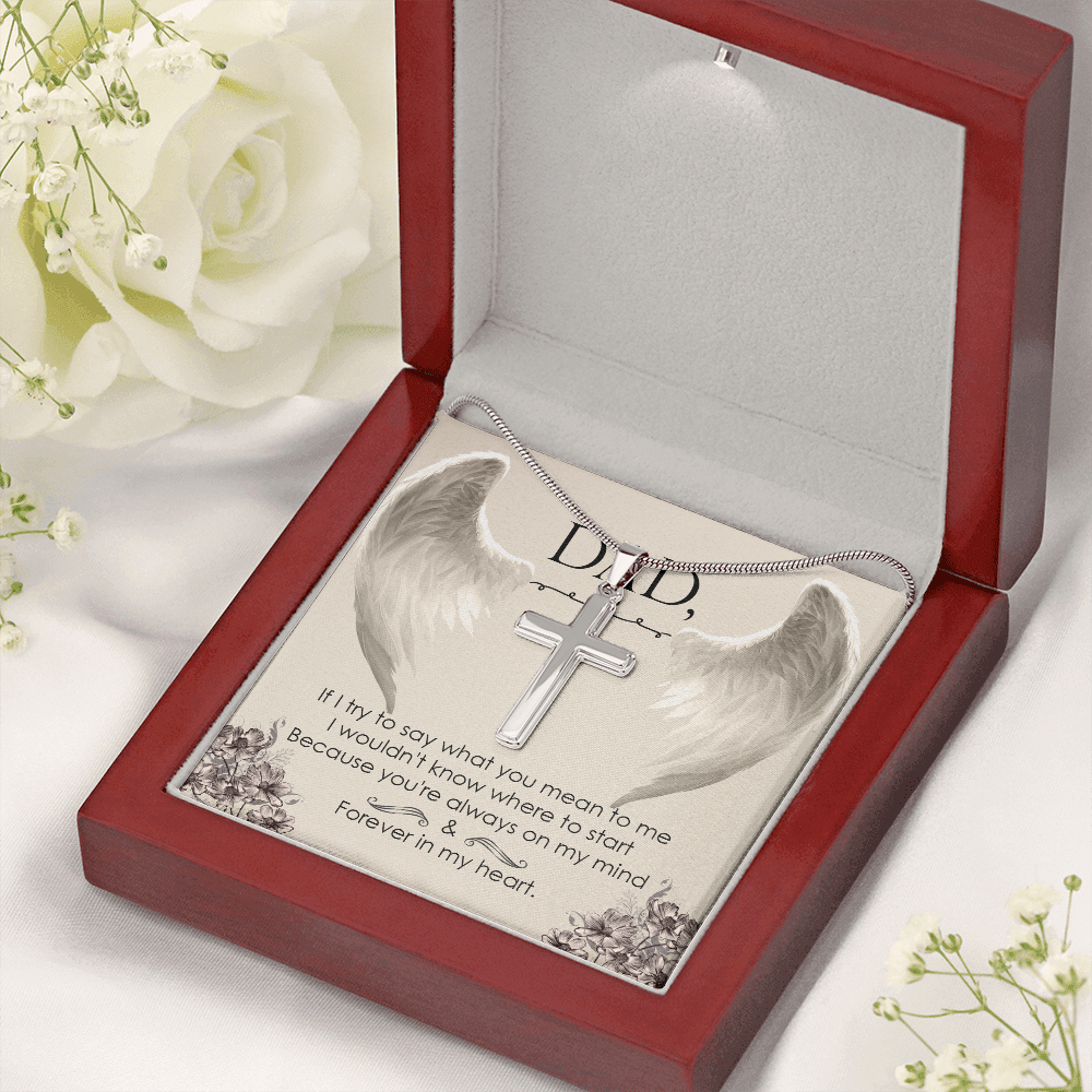 I Try to Say Dad Memorial Gift Dad Memorial Cross Necklace Sympathy Gift Loss of Father Condolence Message Card-Express Your Love Gifts