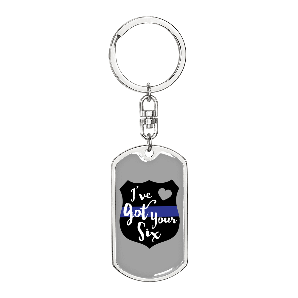 I'Ve Got Your Six Keychain Stainless Steel or 18k Gold Dog Tag Keyring-Express Your Love Gifts
