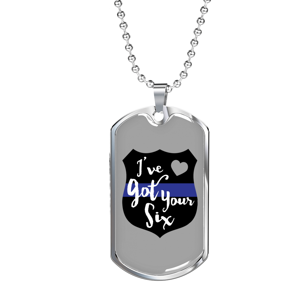 I'Ve Got Your Six Necklace Stainless Steel or 18k Gold Dog Tag 24"-Express Your Love Gifts