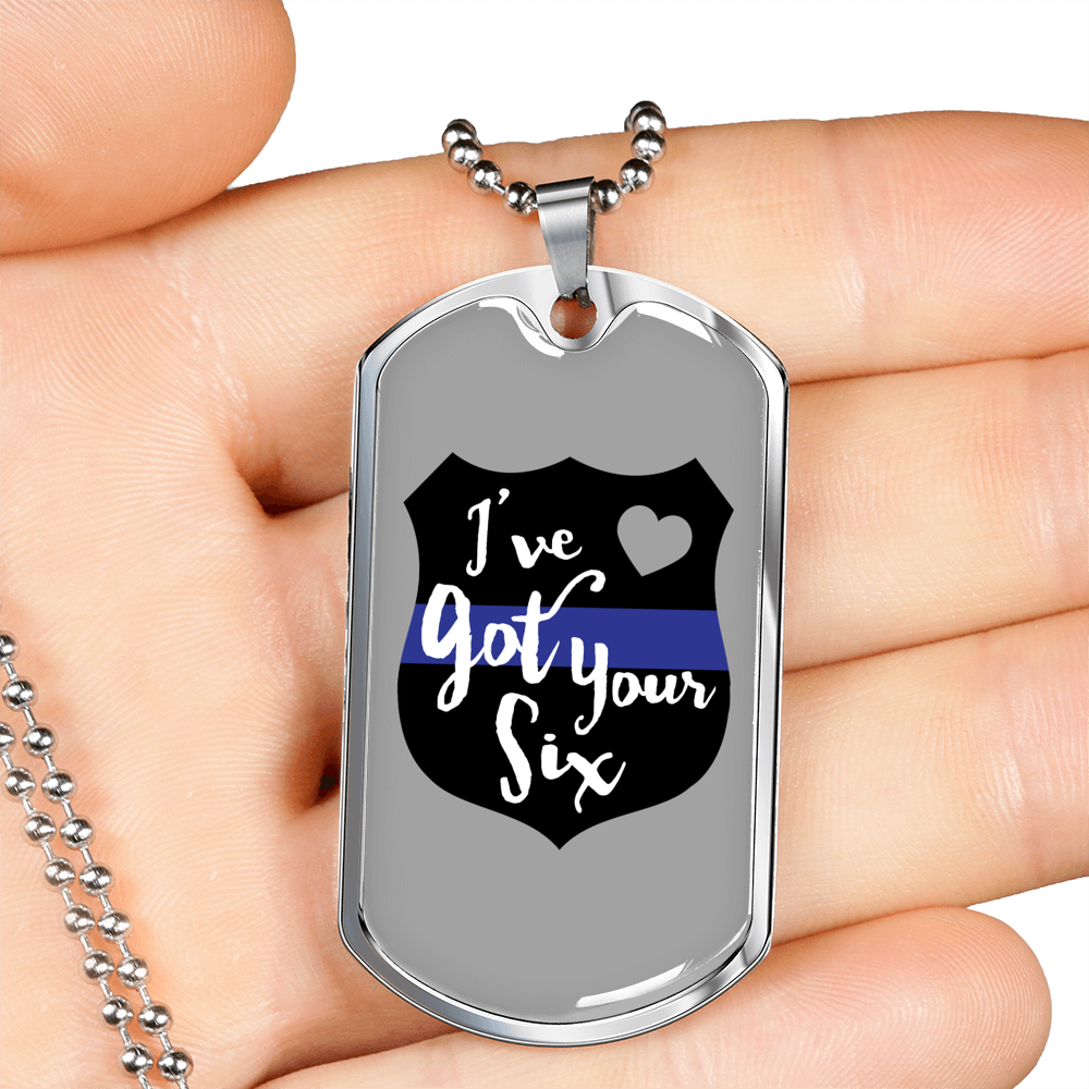 I'Ve Got Your Six Necklace Stainless Steel or 18k Gold Dog Tag 24"-Express Your Love Gifts