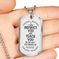 I Will Instruct You Christian Necklace Stainless Steel or 18k Gold Dog Tag 24" Chain-Express Your Love Gifts