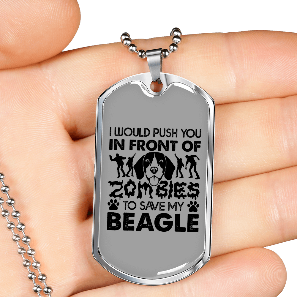 I Will Save My Beagle Necklace Stainless Steel or 18k Gold Dog Tag 24" Chain-Express Your Love Gifts