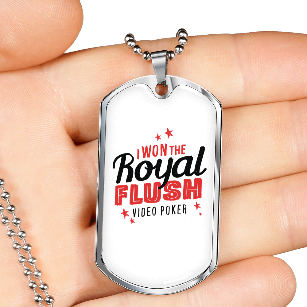 I Won The Flush Gambler Necklace Stainless Steel or 18k Gold Dog Tag 24-Express Your Love Gifts