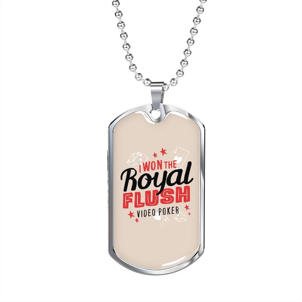 I Won The Royal Flush Gambler Necklace Stainless Steel or 18k Gold Dog Tag 24" Chain-Express Your Love Gifts