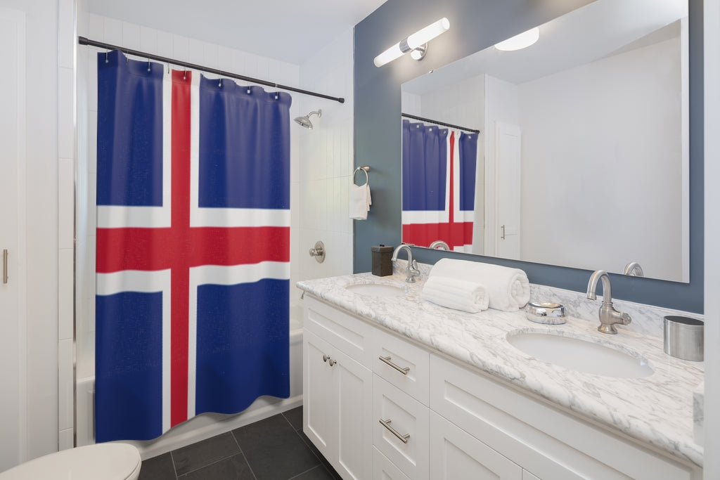 Iceland Flag Stylish Design 71" x 74" Elegant Waterproof Shower Curtain for a Spa-like Bathroom Paradise Exceptional Craftsmanship-Express Your Love Gifts
