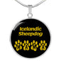 Icelandic Sheepdog Mama Circle Necklace Stainless Steel or 18k Gold 18-22" Dog Owner Lover-Express Your Love Gifts