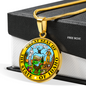 Idaho State Seal Necklace Circle Pendant Stainless Steel or 18k Gold 18-22"-Express Your Love Gifts