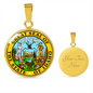 Idaho State Seal Necklace Circle Pendant Stainless Steel or 18k Gold 18-22"-Express Your Love Gifts