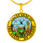 Idaho State Seal Necklace Circle Pendant Stainless Steel or 18k Gold 18-22"-Express Your Love Gifts