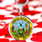 Idaho State Seal Necklace Circle Pendant Stainless Steel or 18k Gold 18-22"-Express Your Love Gifts
