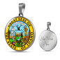 Idaho State Seal Necklace Circle Pendant Stainless Steel or 18k Gold 18-22"-Express Your Love Gifts