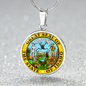 Idaho State Seal Necklace Circle Pendant Stainless Steel or 18k Gold 18-22"-Express Your Love Gifts