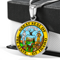Idaho State Seal Necklace Circle Pendant Stainless Steel or 18k Gold 18-22"-Express Your Love Gifts