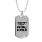 Identify as a Dog Lover Necklace Stainless Steel or 18k Gold Dog Tag 24" Chain-Express Your Love Gifts