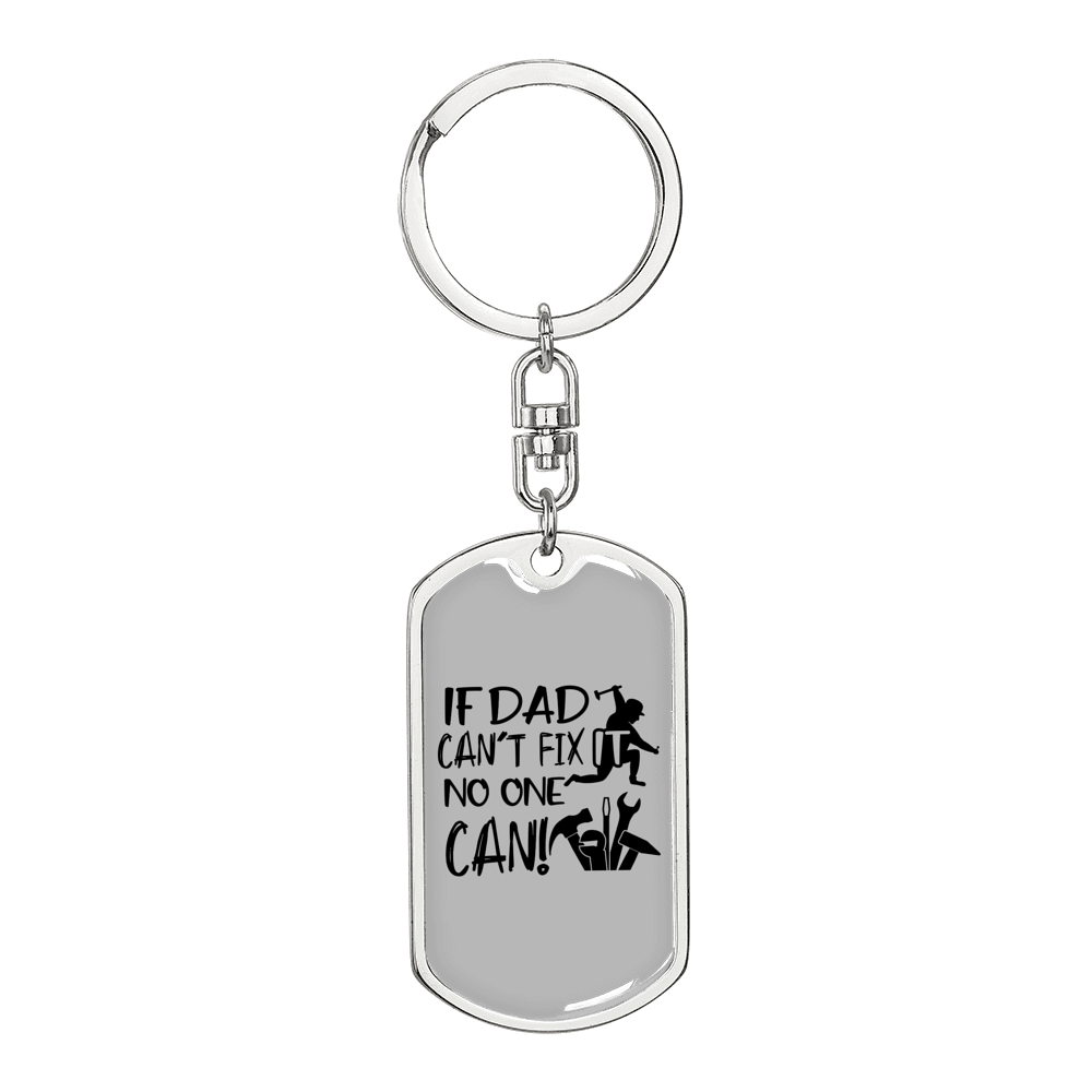 If Dad Can'T Fix Swivel Keychain Woodworker Dog Tag Stainless Steel or 18k Gold-Express Your Love Gifts