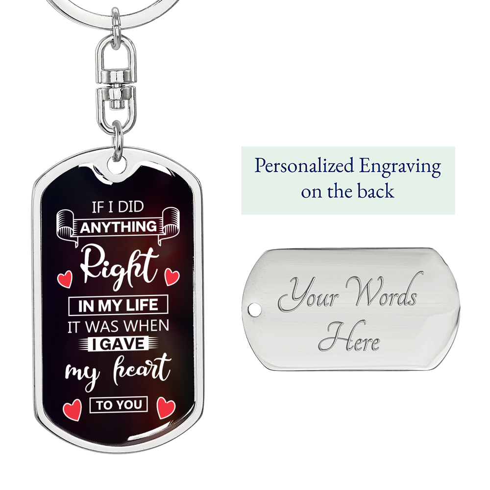 If I Did Anything Right In My Life Keychain Stainless Steel or 18k Gold Dog Tag Keyring-Express Your Love Gifts