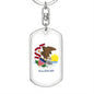 Illinois State Flag Keychain Dog Tag Stainless Steel or 18k Gold-Express Your Love Gifts