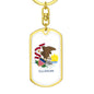 Illinois State Flag Keychain Dog Tag Stainless Steel or 18k Gold-Express Your Love Gifts