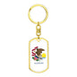 Illinois State Flag Keychain Dog Tag Stainless Steel or 18k Gold-Express Your Love Gifts