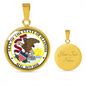 Illinois State Seal Necklace Circle Pendant Stainless Steel or 18k Gold 18-22"-Express Your Love Gifts