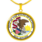 Illinois State Seal Necklace Circle Pendant Stainless Steel or 18k Gold 18-22"-Express Your Love Gifts