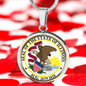 Illinois State Seal Necklace Circle Pendant Stainless Steel or 18k Gold 18-22"-Express Your Love Gifts