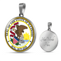 Illinois State Seal Necklace Circle Pendant Stainless Steel or 18k Gold 18-22"-Express Your Love Gifts