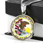 Illinois State Seal Necklace Circle Pendant Stainless Steel or 18k Gold 18-22"-Express Your Love Gifts
