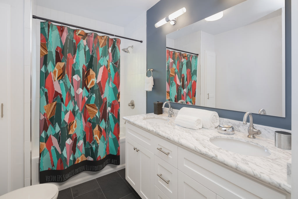 Illustration Abstract Geometric Stylish Design 71" x 74" Elegant Waterproof Shower Curtain for a Spa-like Bathroom Paradise Exceptional Craftsmanship-Express Your Love Gifts