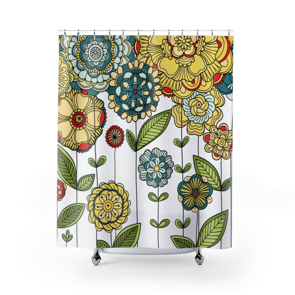 Illustration Meadow Flowers Stylish Design 71" x 74" Elegant Waterproof Shower Curtain for a Spa-like Bathroom Paradise Exceptional Craftsmanship-Express Your Love Gifts