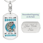 Im A Hooker On The Weekends Fishing Keychain Stainless Steel or 18k Gold Dog Tag Keyring-Express Your Love Gifts