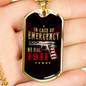 In Case Of Emergency Dog Tag Stainless Steel or 18k Gold 24" Chain-Express Your Love Gifts