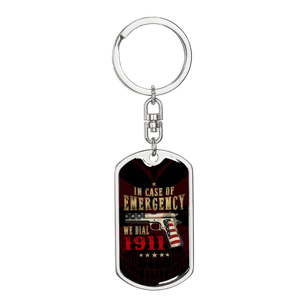 In Case Of Emergency Swivel Keychain Dog Tag Stainless Steel or 18k Gold-Express Your Love Gifts