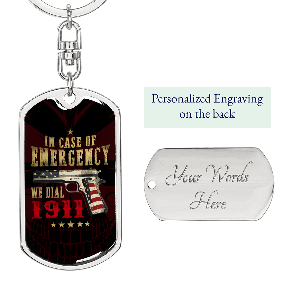 In Case Of Emergency Swivel Keychain Dog Tag Stainless Steel or 18k Gold-Express Your Love Gifts
