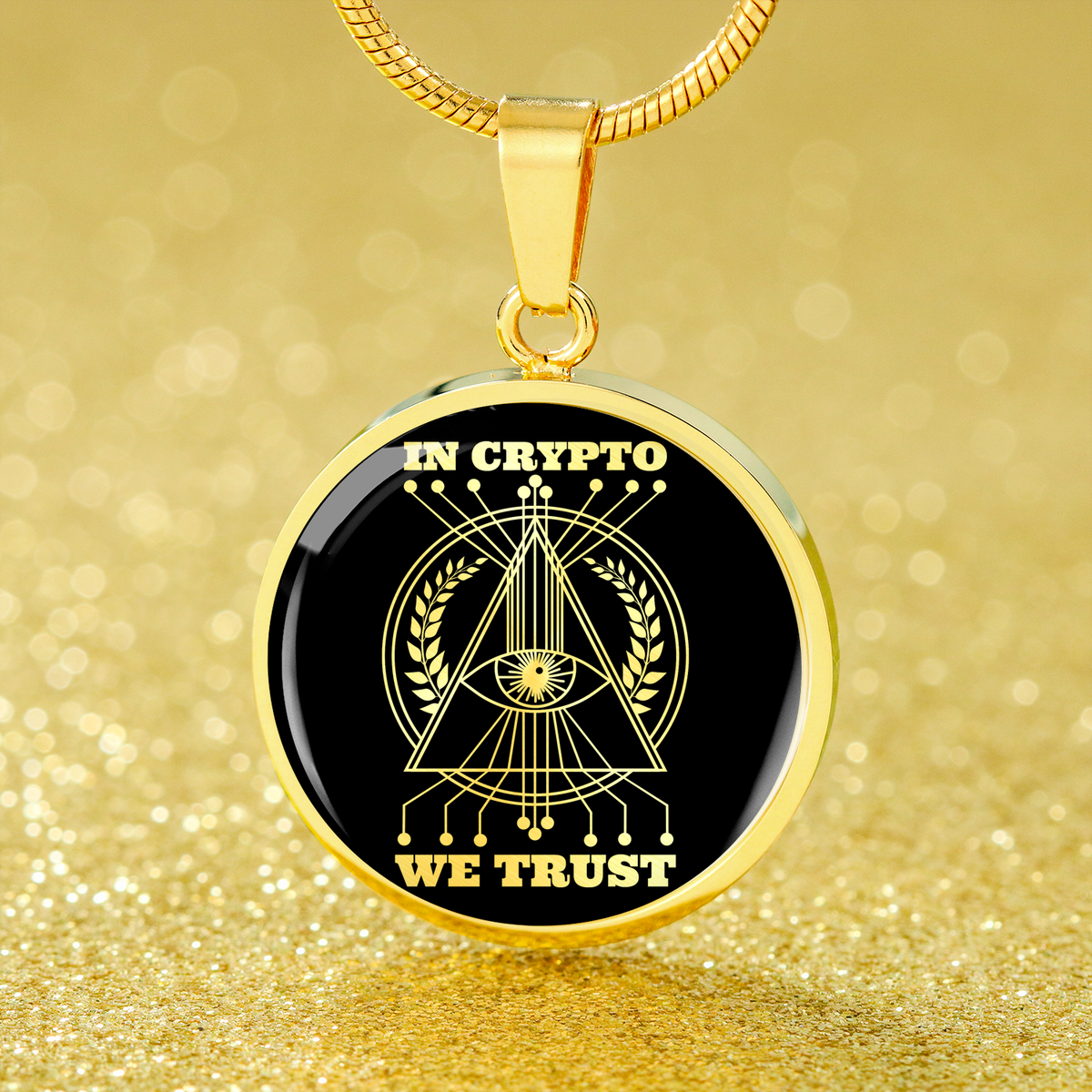 In Cryto We Trust Necklace Stainless Steel or 18k Gold Circle Pendant 18-22"-Express Your Love Gifts