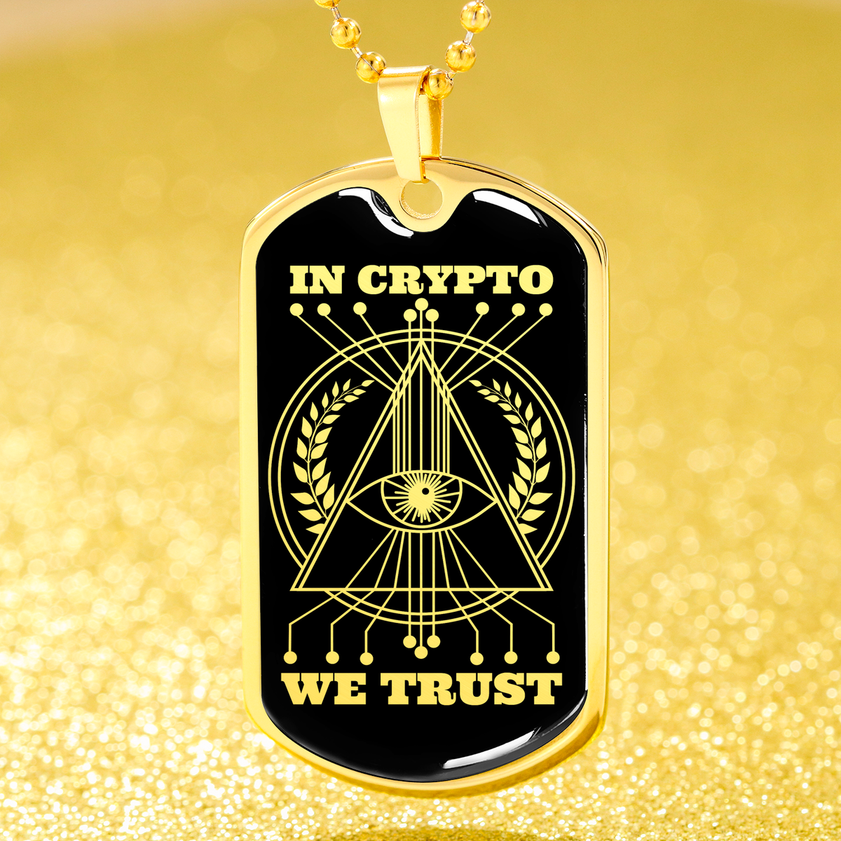 In Cryto We Trust Necklace Stainless Steel or 18k Gold Dog Tag 24"-Express Your Love Gifts